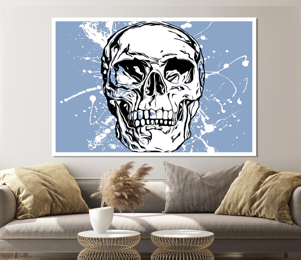 The White Splatter Skull Print Poster Wall Art