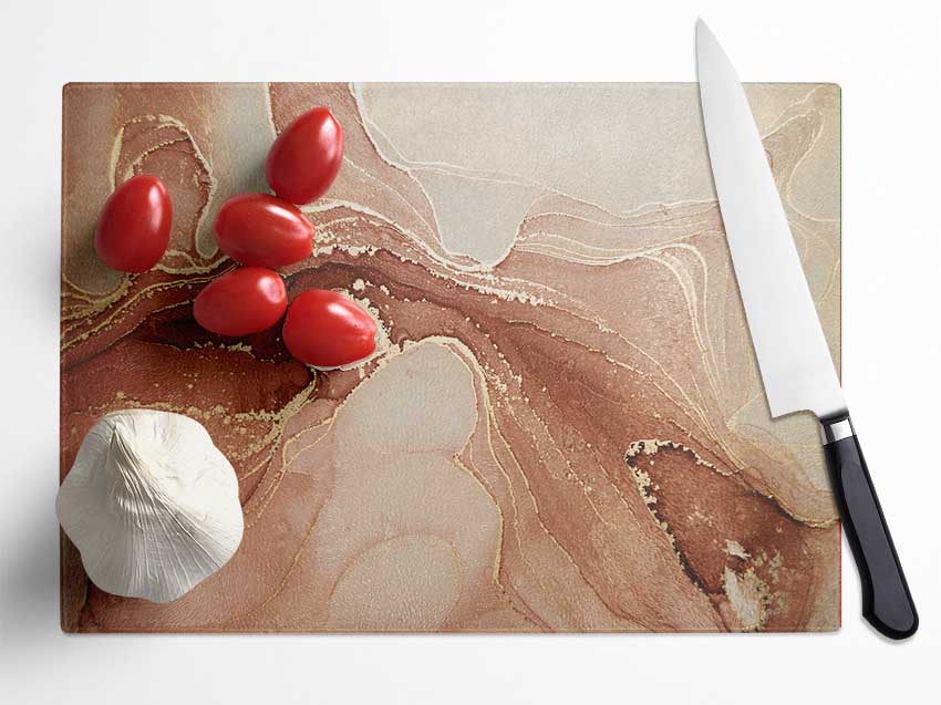 Beige Glitter Surface Glass Chopping Board