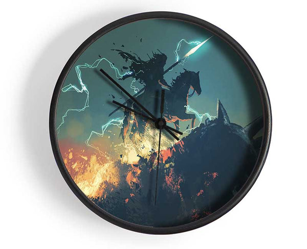 Lightning Horse Rider Clock - Wallart-Direct UK