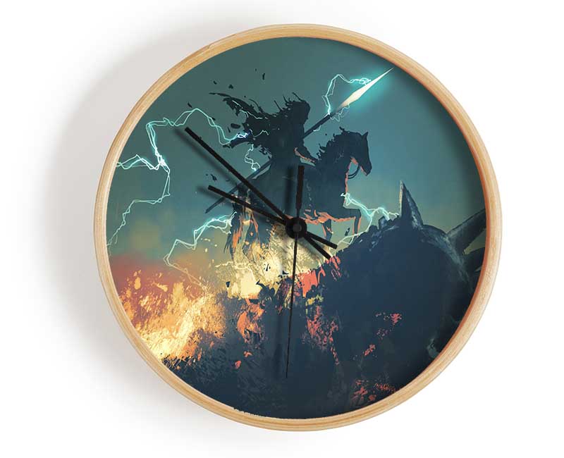 Lightning Horse Rider Clock - Wallart-Direct UK