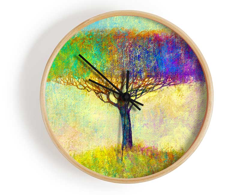 The Yellow To Blue Tree Clock - Wallart-Direct UK