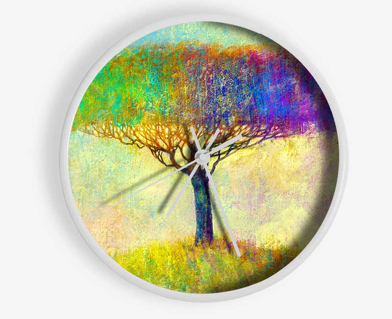 The Yellow To Blue Tree Clock - Wallart-Direct UK