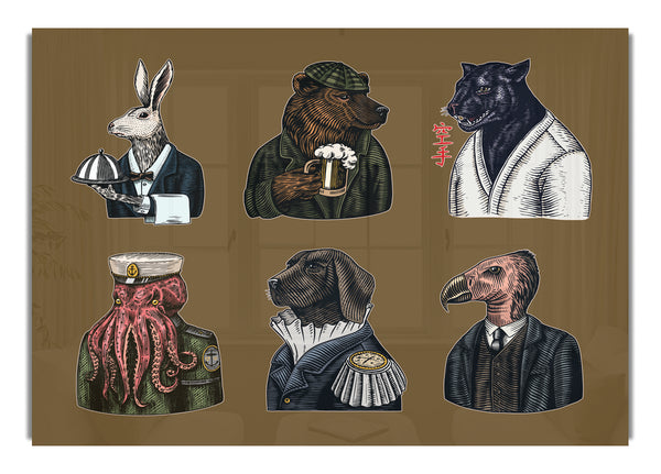 Six Vintage Animal People