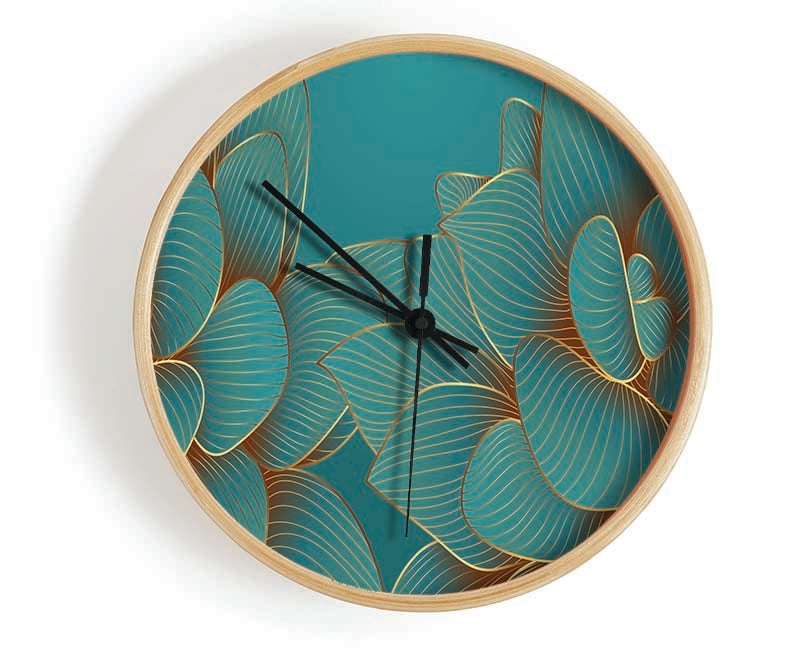 Green Petal Flower Fancy Clock - Wallart-Direct UK