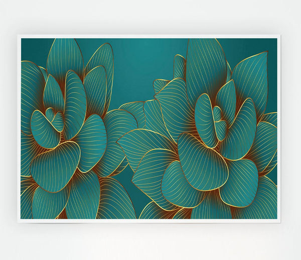 Green Petal Flower Fancy Print Poster Wall Art