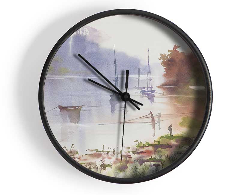 Sailing Up The Beautiful River Clock - Wallart-Direct UK