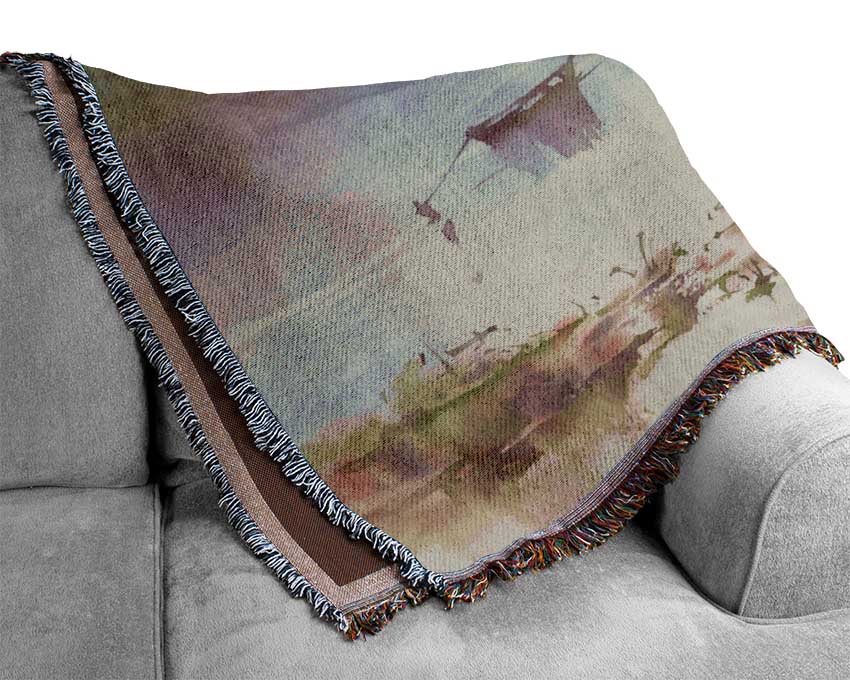 Sailing Up The Beautiful River Woven Blanket