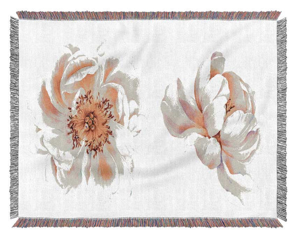 Two Beautiful Pink Peach Flowers Woven Blanket