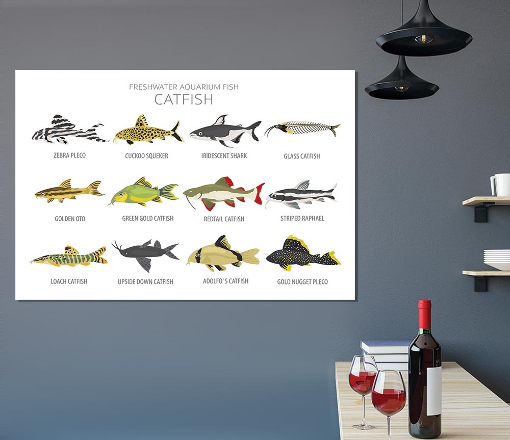 Catfish Chart Print Poster Wall Art