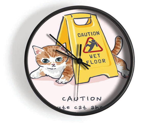 Caution Cute Cat Clock - Wallart-Direct UK