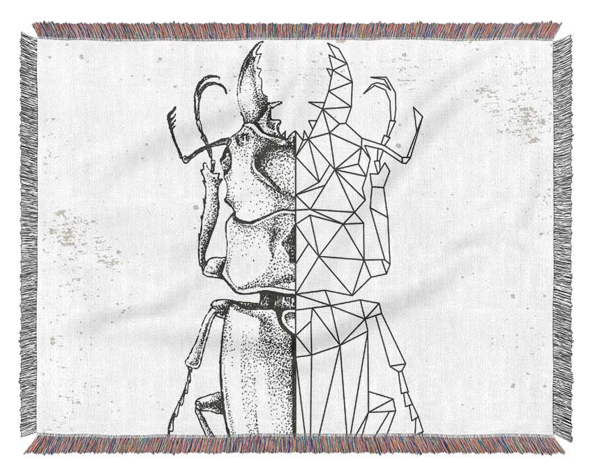 The Stag Beetle Sketch Woven Blanket