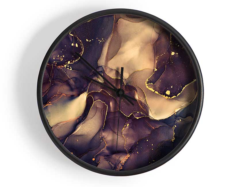 Smokey Chocolate Gold Clock - Wallart-Direct UK