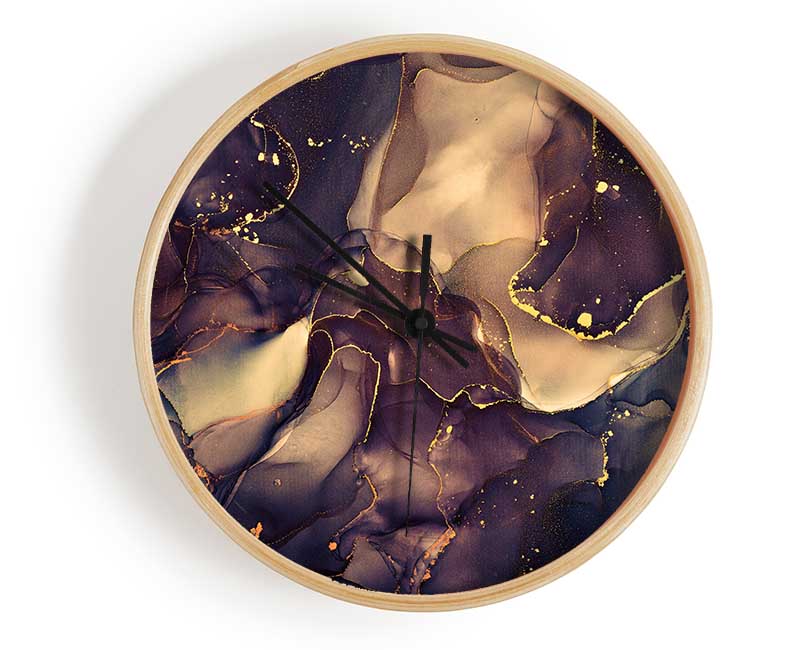 Smokey Chocolate Gold Clock - Wallart-Direct UK