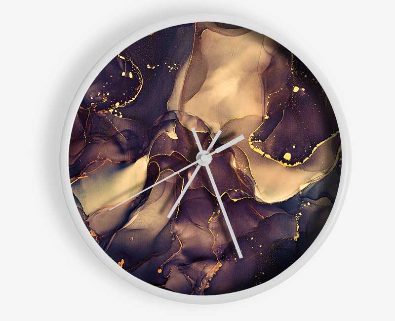 Smokey Chocolate Gold Clock - Wallart-Direct UK