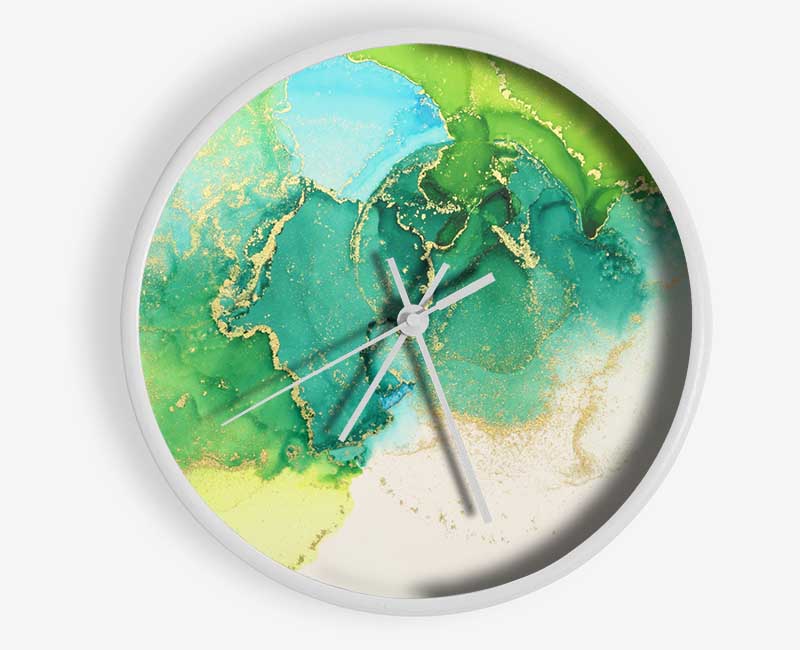 The Green And Blue Gold Wash Clock - Wallart-Direct UK