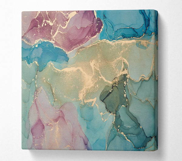 A Square Canvas Print Showing Deep Blue Glitter Square Wall Art