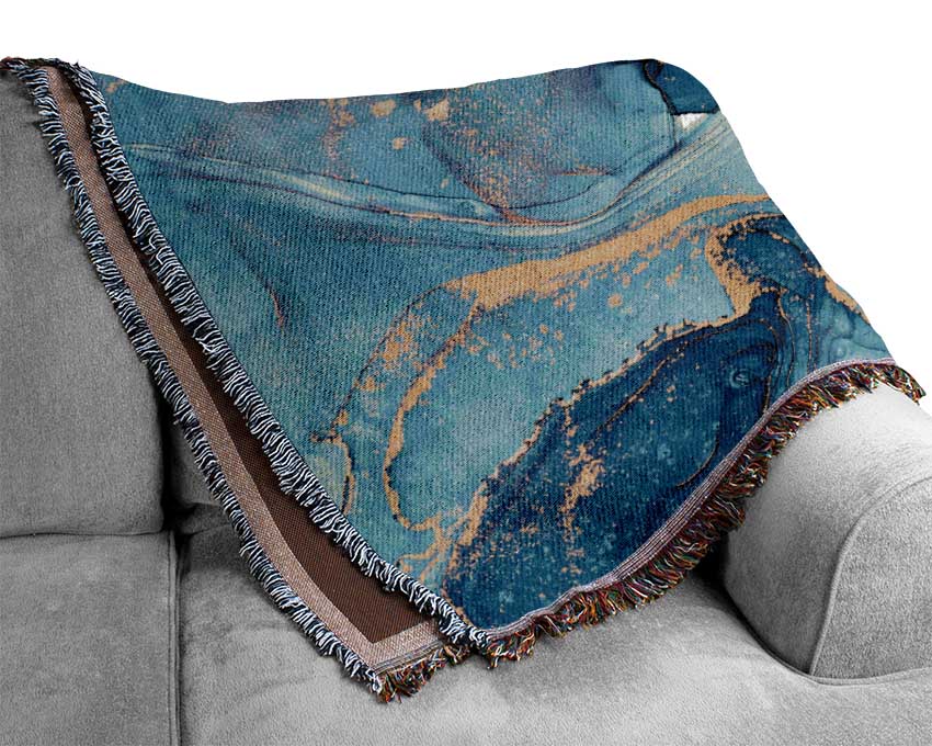 Deep Blueness Of Life Glitter Woven Blanket