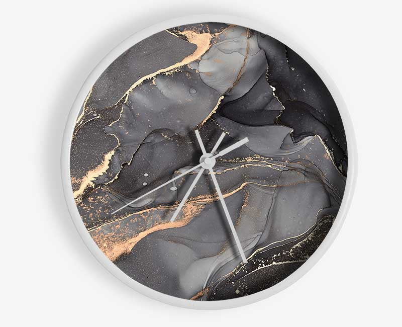 Dark Grey Smoke Glitter Clock - Wallart-Direct UK