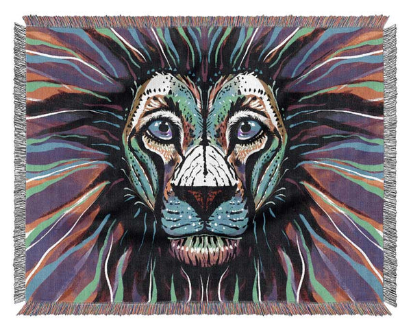 The Lion Rainbow Face Woven Blanket