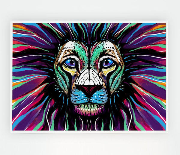 The Lion Rainbow Face Print Poster Wall Art