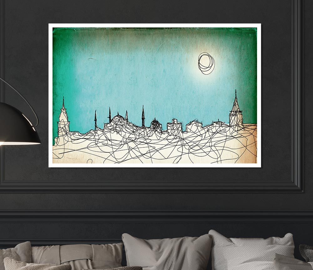 Where The Sun Sets Over Town Print Poster Wall Art