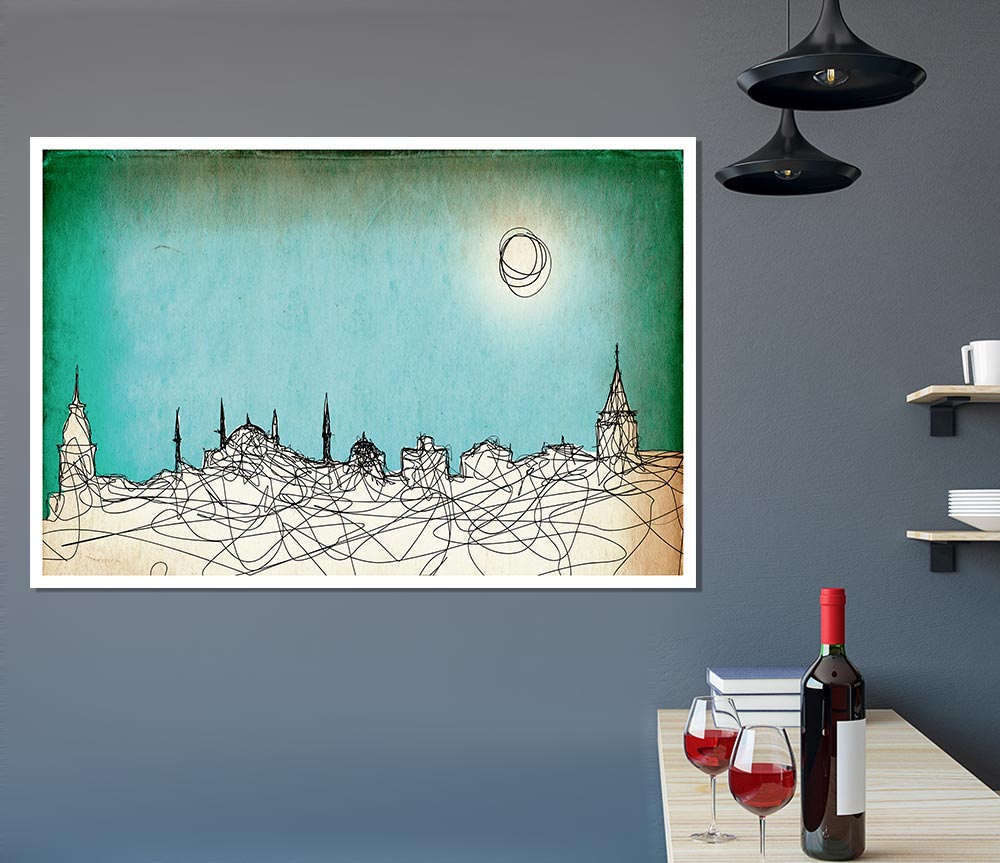 Where The Sun Sets Over Town Print Poster Wall Art