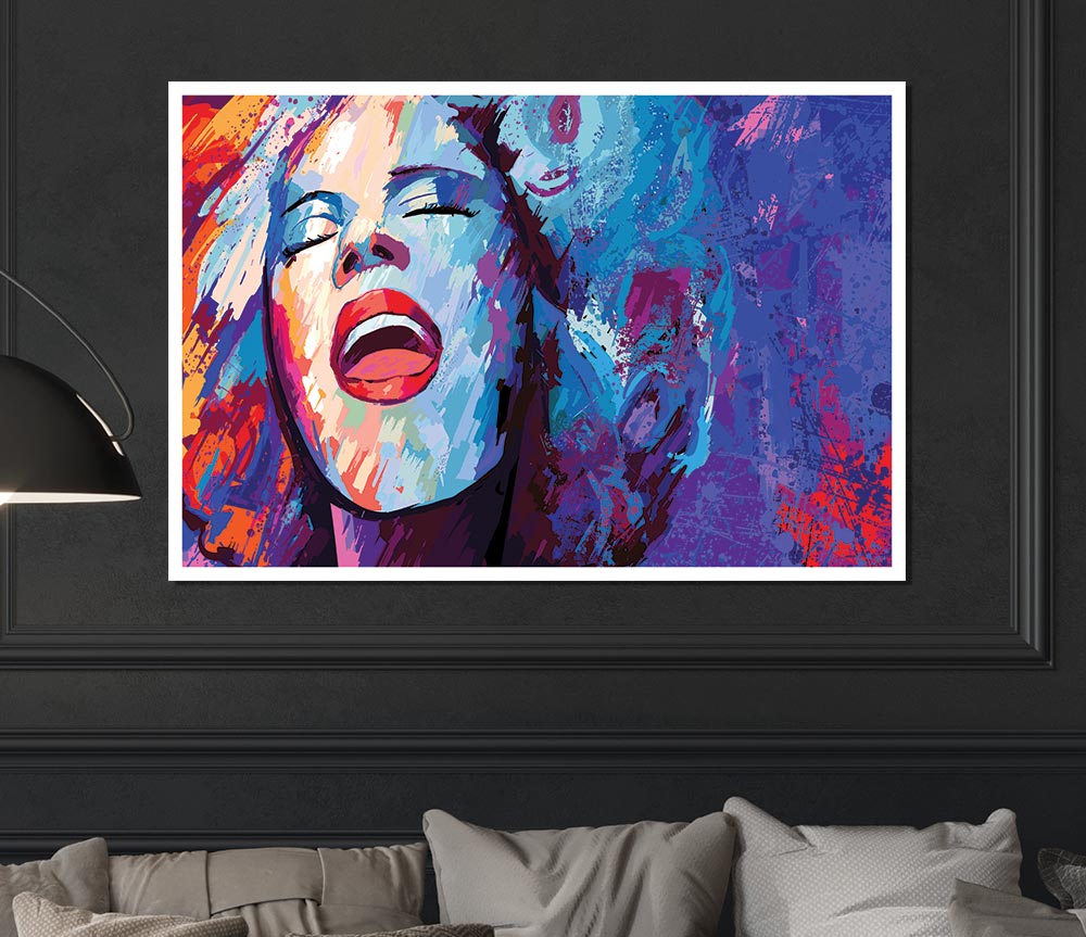 Woman Face Laugh Print Poster Wall Art