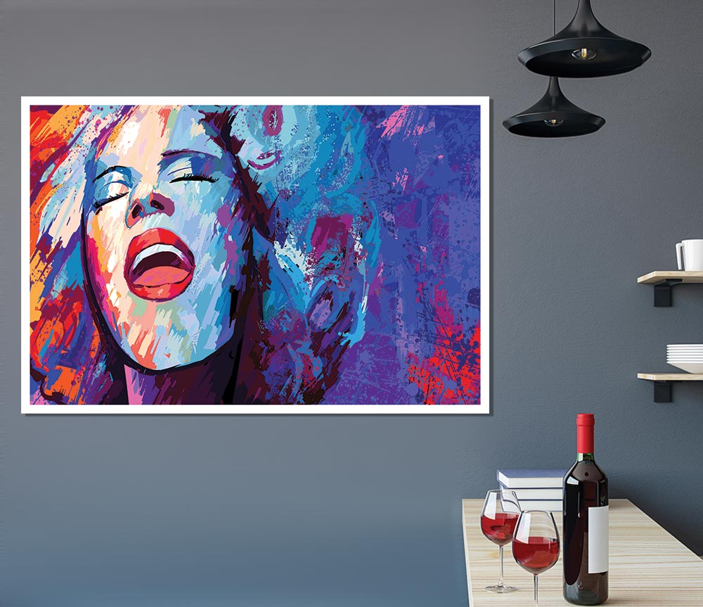 Woman Face Laugh Print Poster Wall Art