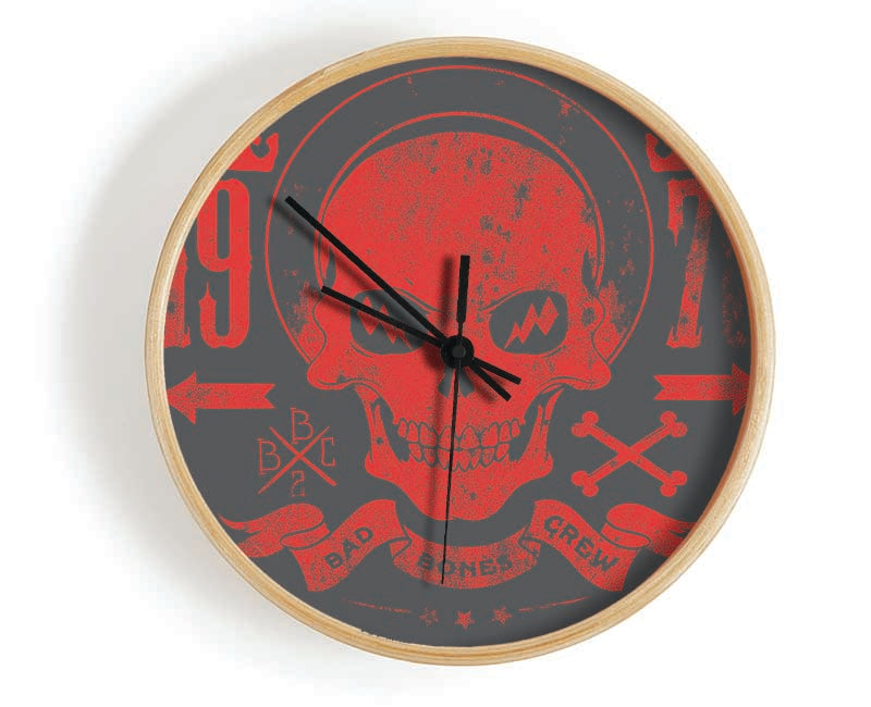 Retro Skull Red Clock - Wallart-Direct UK