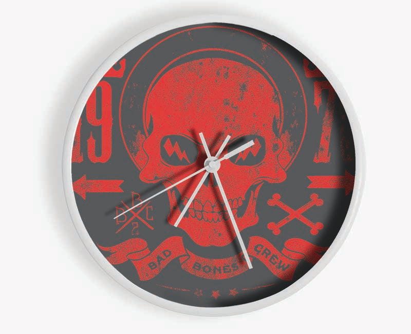 Retro Skull Red Clock - Wallart-Direct UK