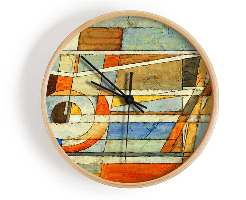 Abstract Grids Of Colours Clock - Wallart-Direct UK