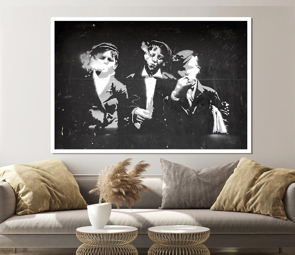 Children Smoking Print Poster Wall Art