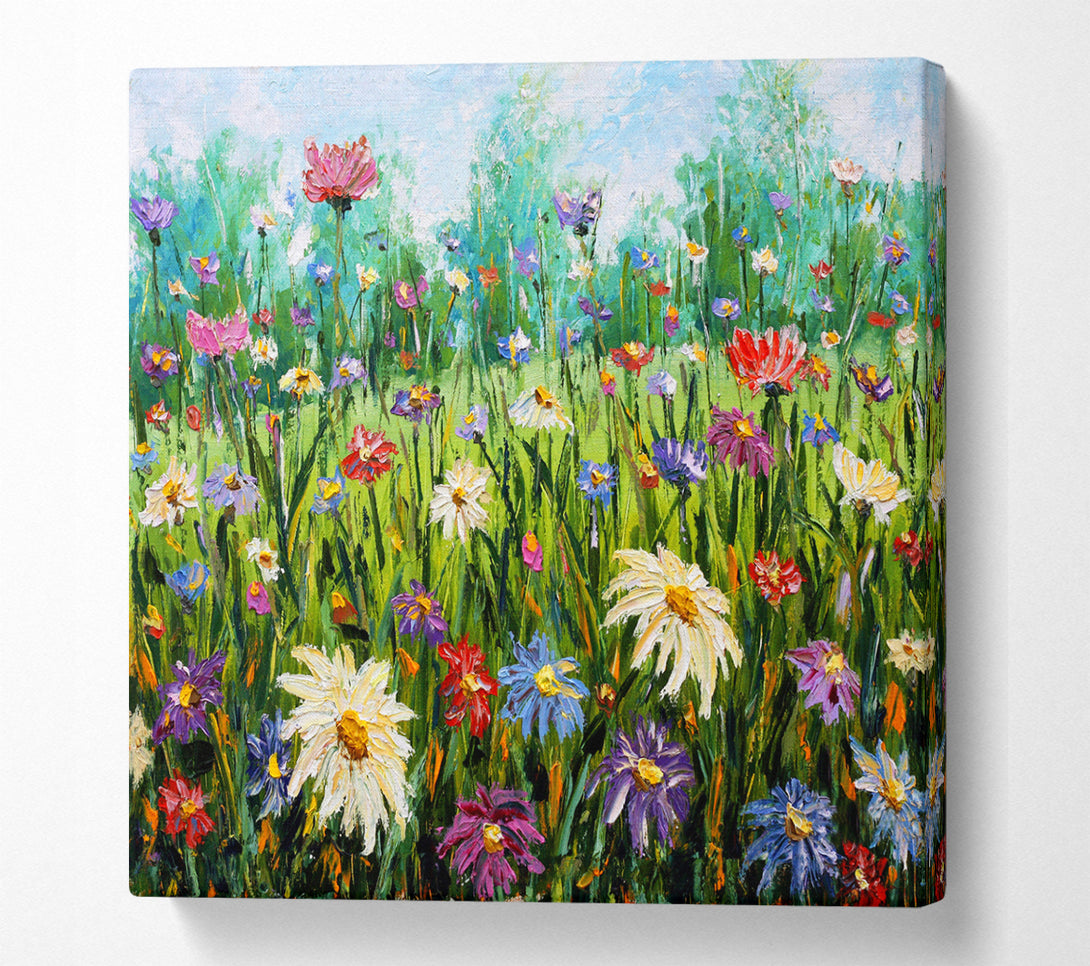 A Square Canvas Print Showing Lovely Spring Flowers Art Square Wall Art