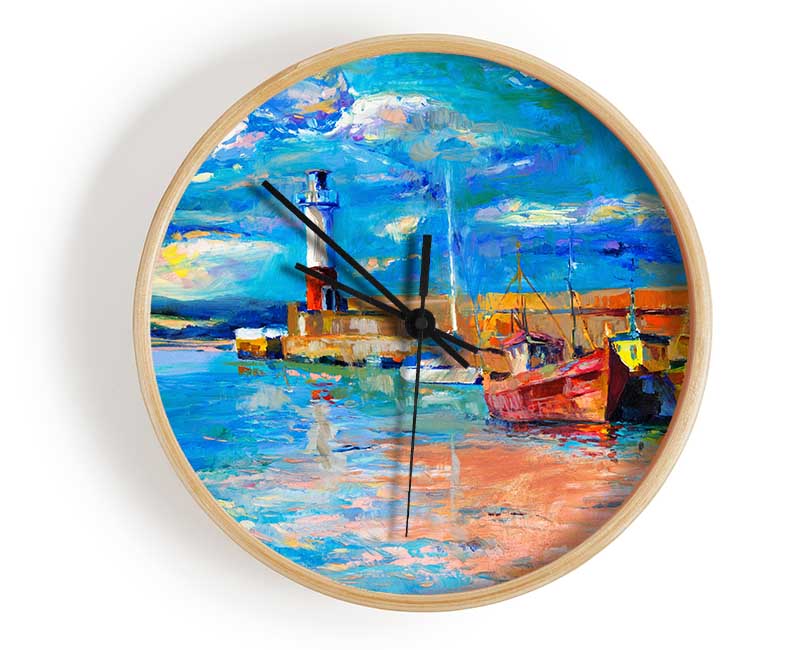 The Lighthouse Coastal Town Clock - Wallart-Direct UK