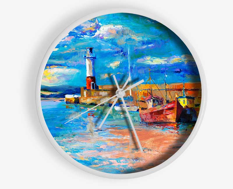 The Lighthouse Coastal Town Clock - Wallart-Direct UK