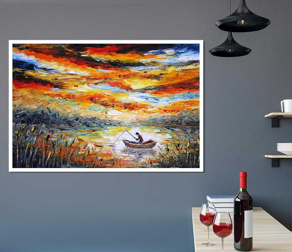 Fishing Under The Applejack Sky Print Poster Wall Art