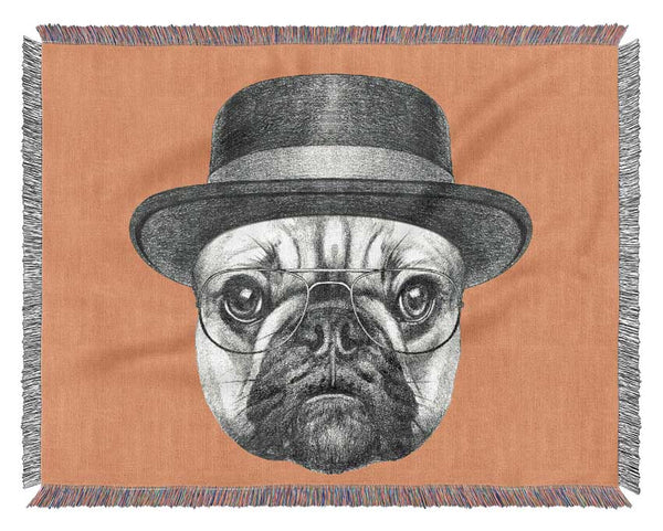 The Pug With A Hat Woven Blanket