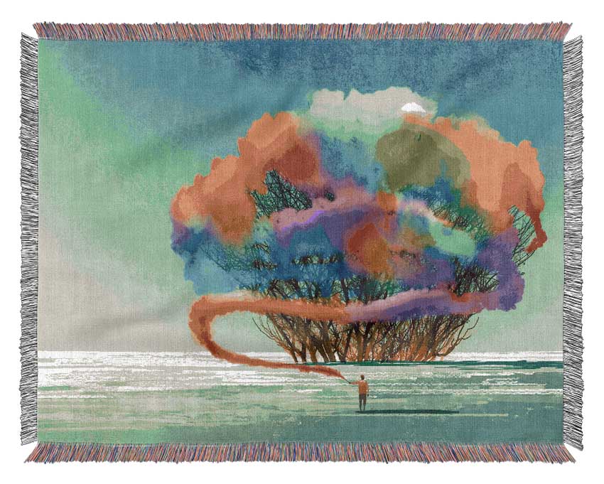 Trees Rainbow Cloud Woven Blanket