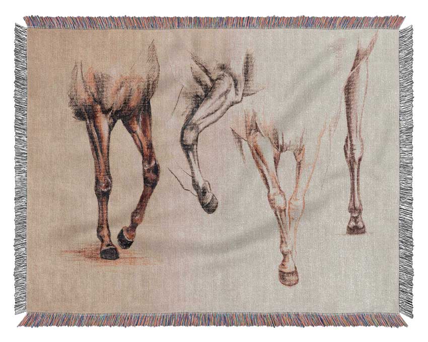 Bottom End Of Horses Woven Blanket