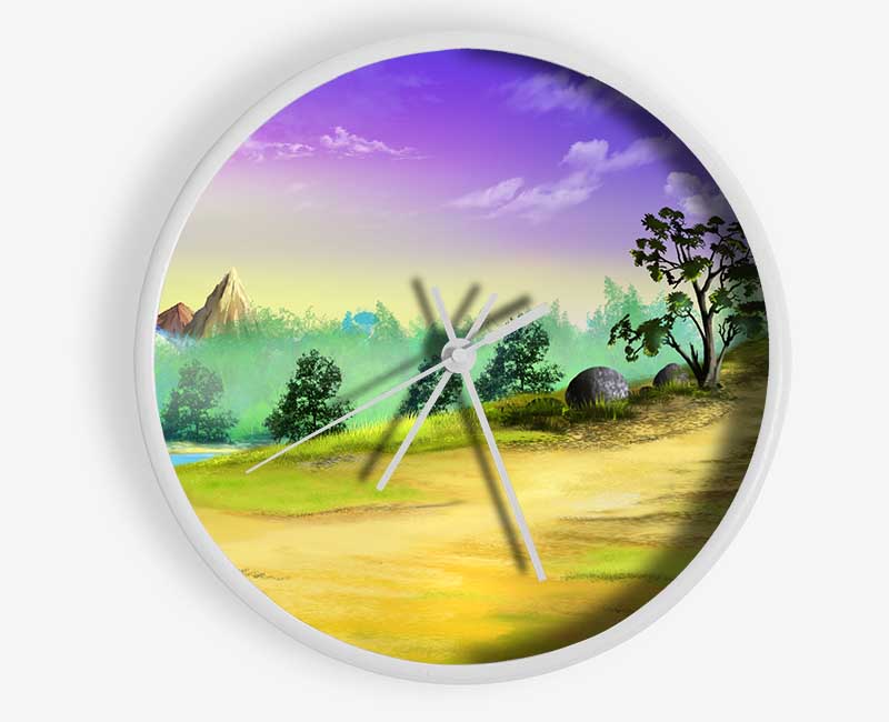 Lilac Skies Of Paradise Clock - Wallart-Direct UK