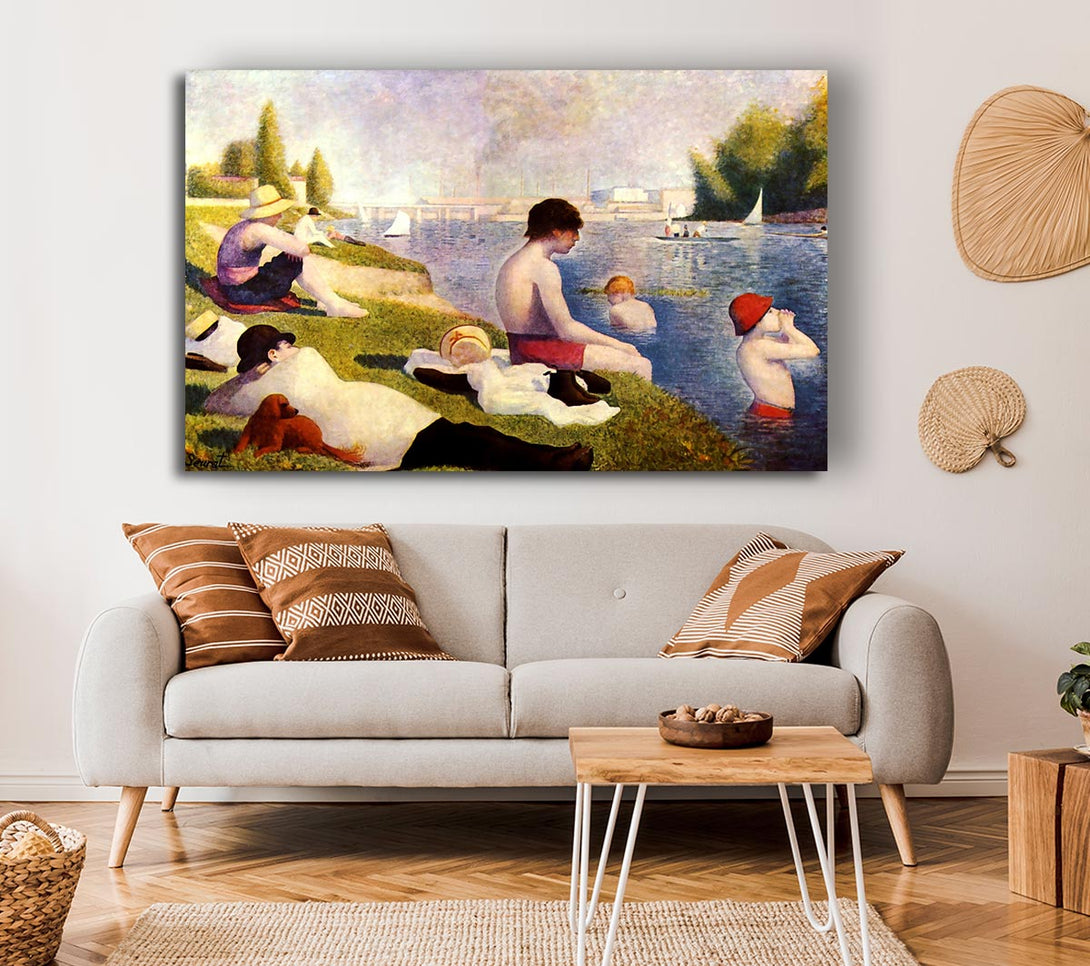 Picture of Seurat A Swimming Pool In Asnie`re Canvas Print Wall Art