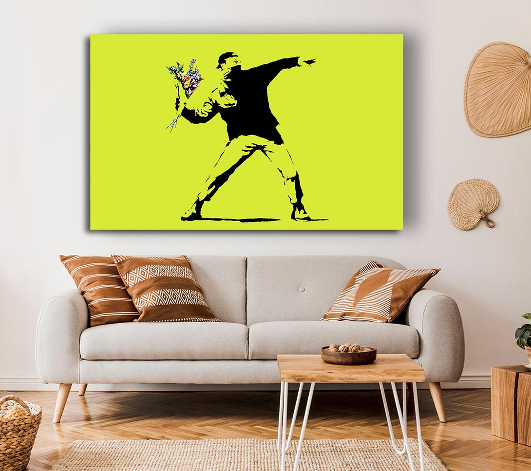 Picture of Flower Thrower Lime Green Canvas Print Wall Art