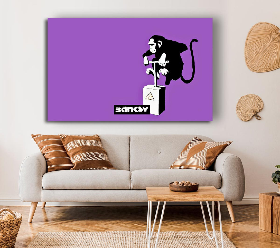 Picture of Monkey Detonator Purple Canvas Print Wall Art