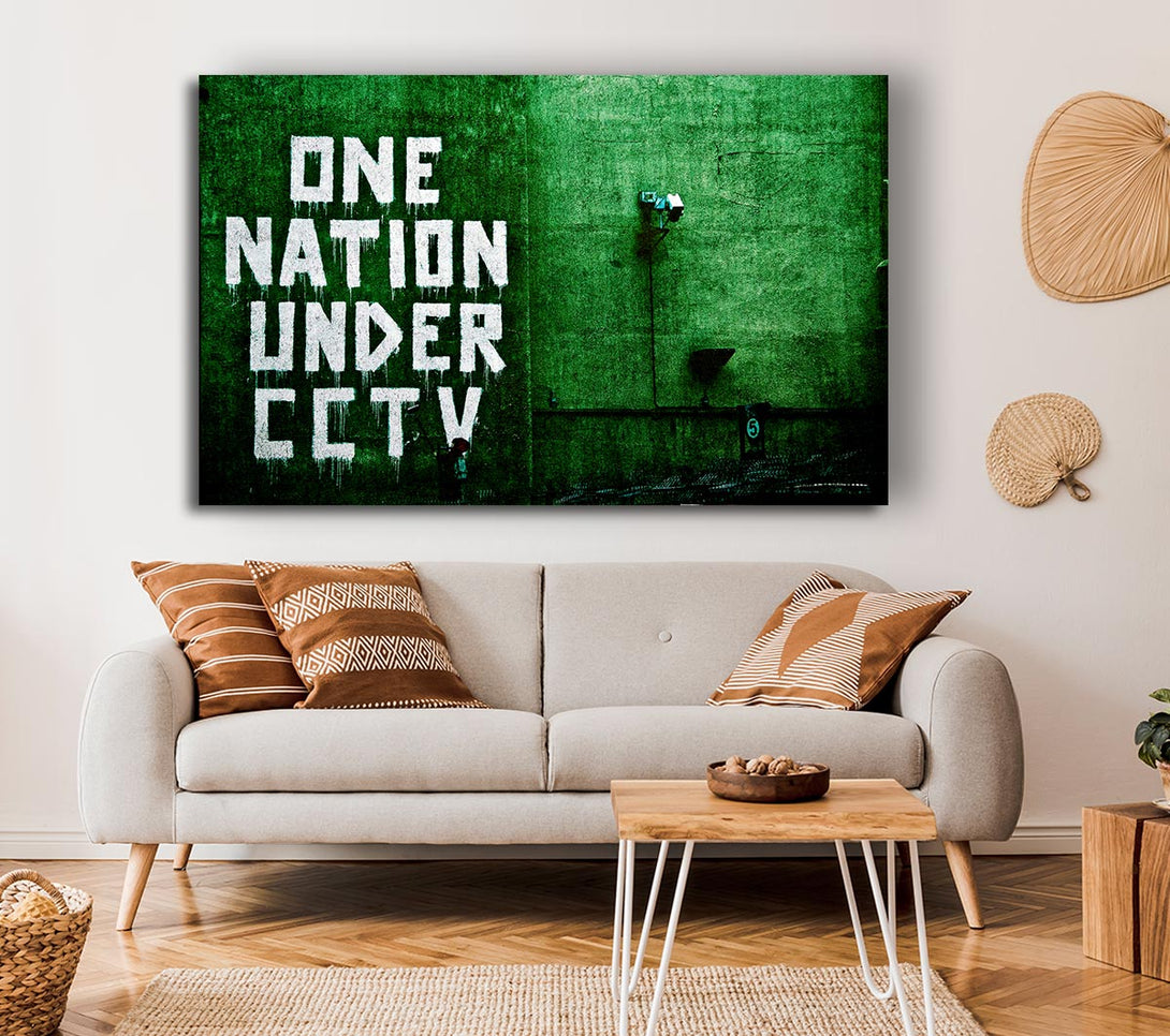 Picture of One Nation Under Cctv Green Canvas Print Wall Art