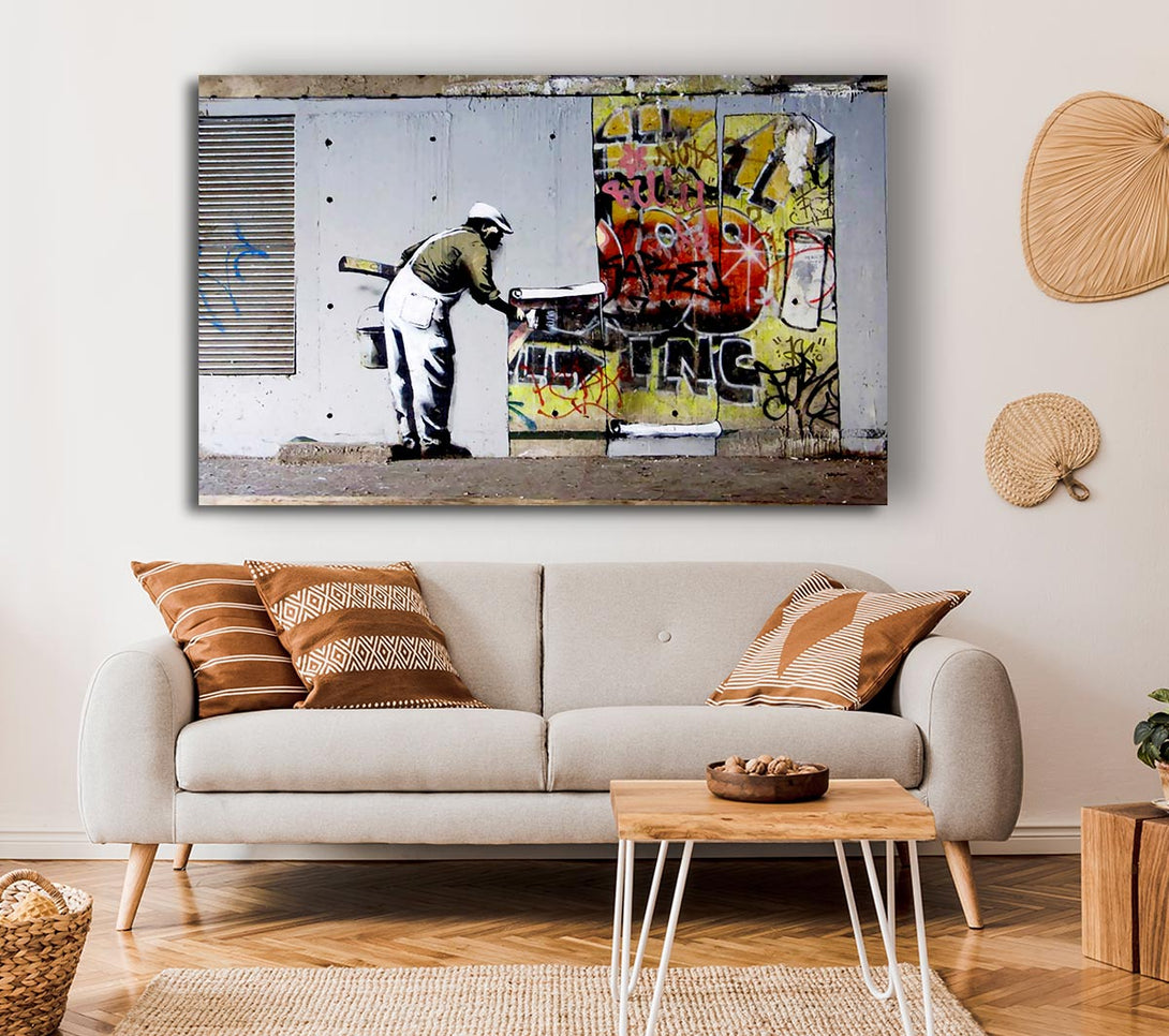 Picture of Wallpaper Over Robbo Graffiti Canvas Print Wall Art