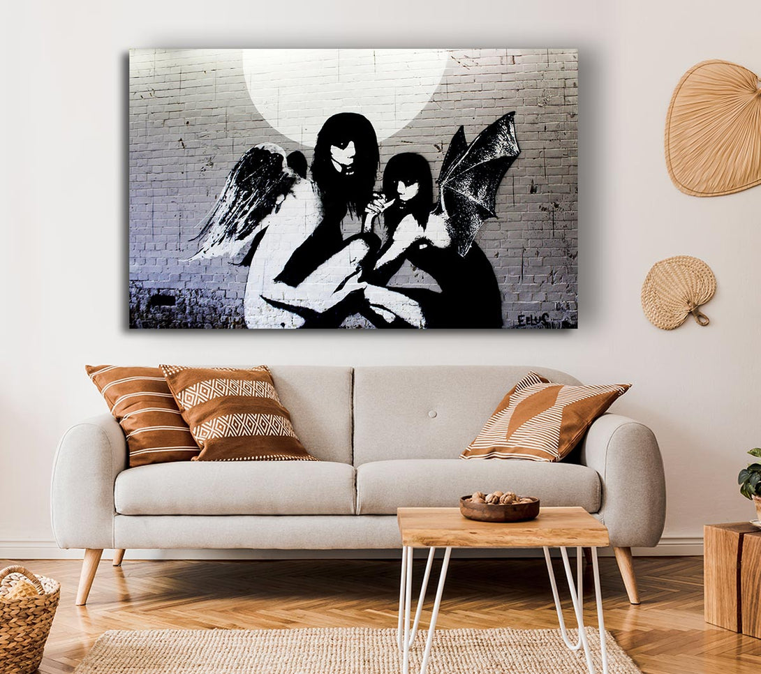 Picture of Angels In Moonlight Canvas Print Wall Art