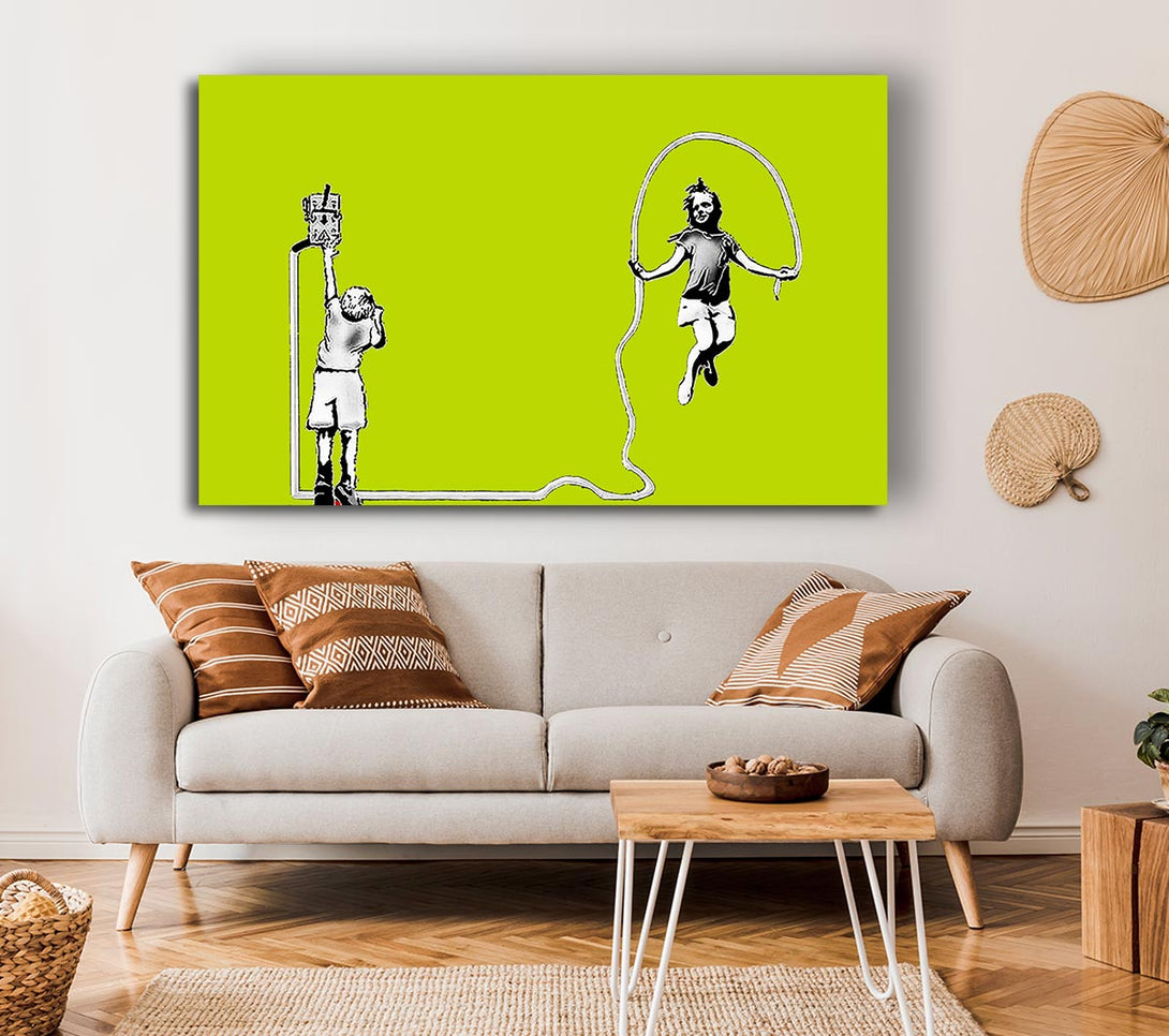 Picture of Electric Skipping Rope Lime Green Canvas Print Wall Art