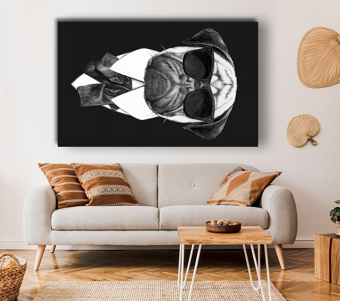 Picture of Mafia Pug Dog Canvas Print Wall Art