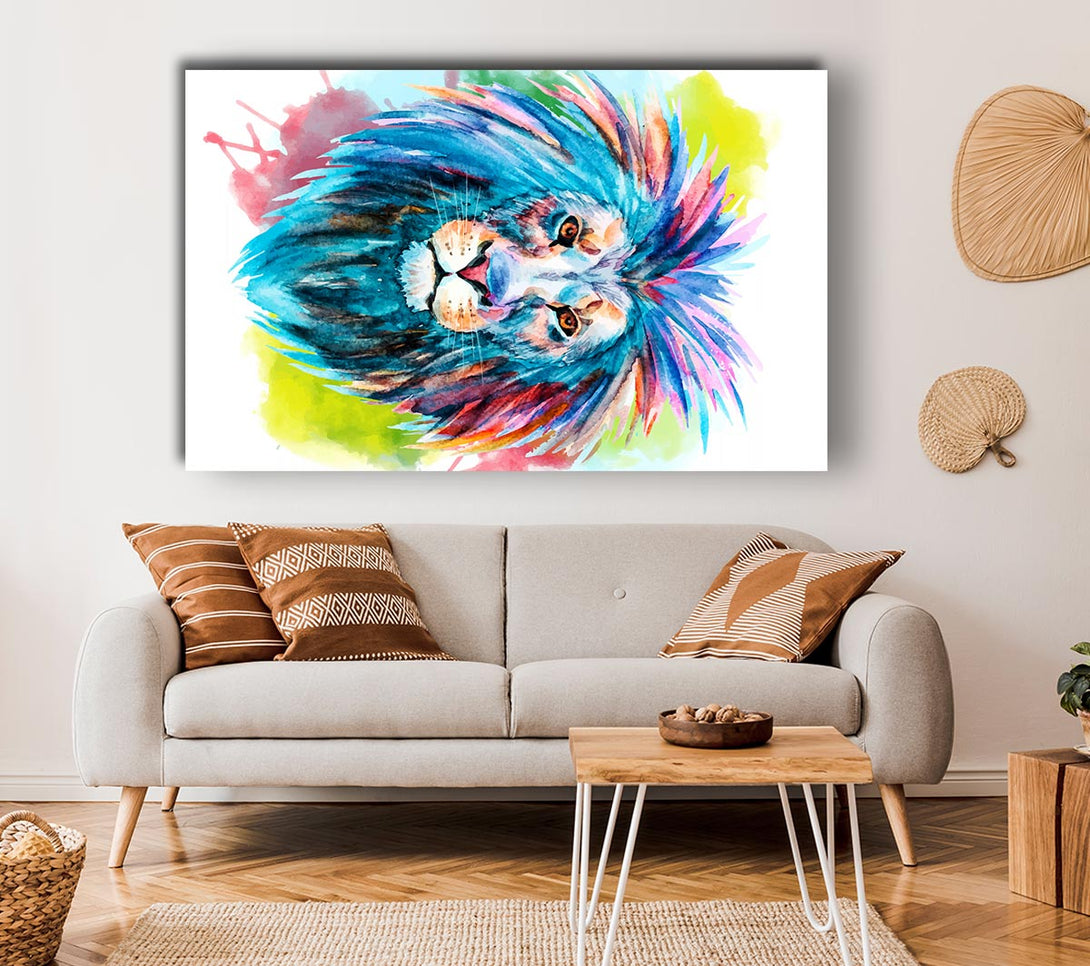 Picture of Blue Mained Lion Canvas Print Wall Art