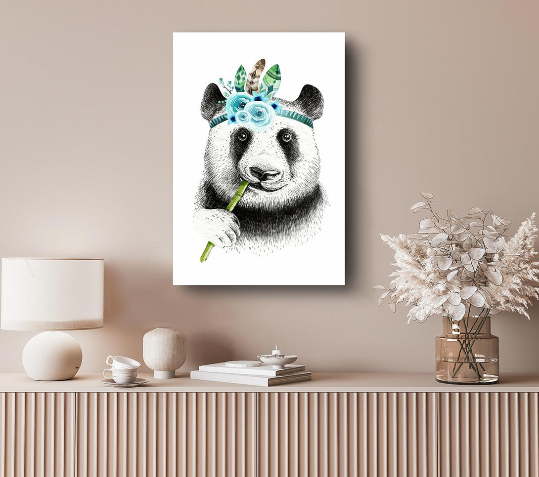 Picture of Panda Bamboo Canvas Print Wall Art